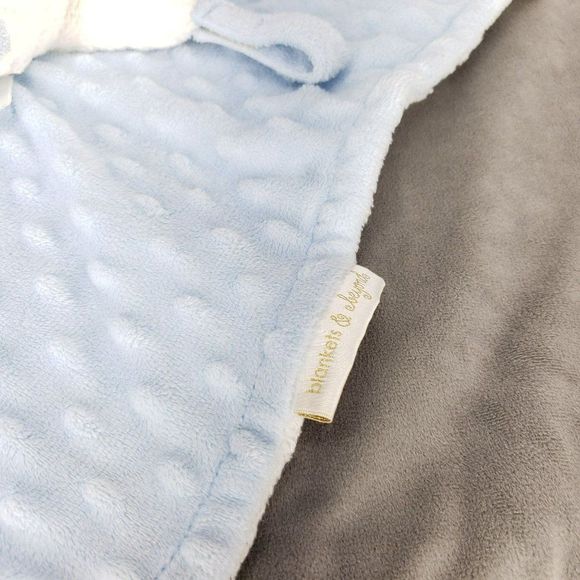 Blankets and Beyond White Teddy Bear Blue Lovey Lovie Security Blanket Taggy Dot - Picture 10 of 11